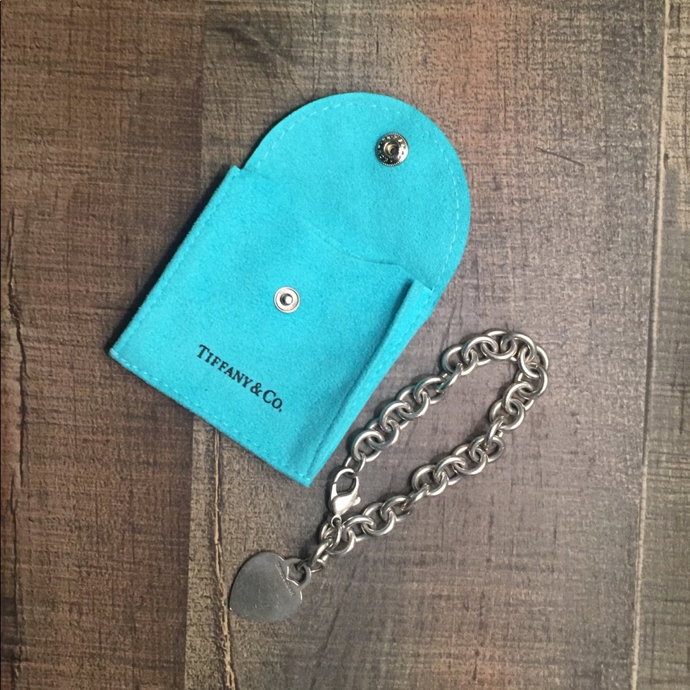 Tiffany & Co 925 Silver Heart Tag Link Bracelet